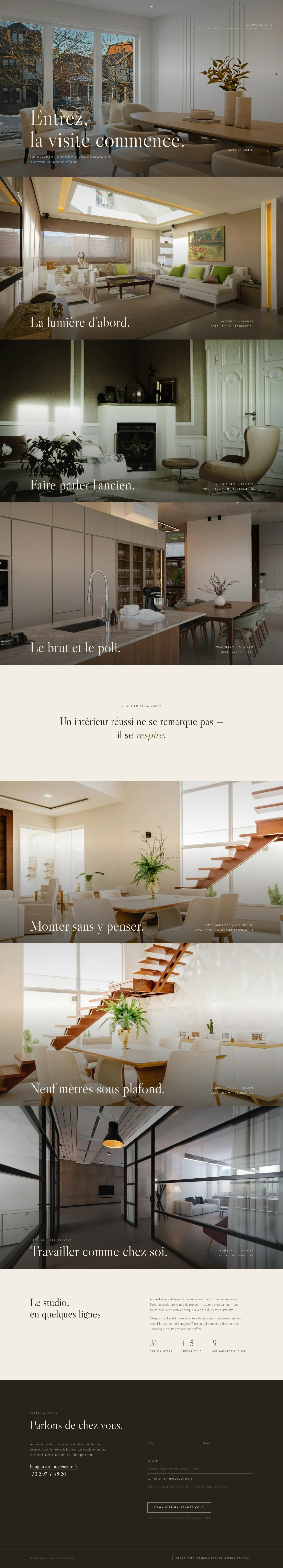 Capture complète du site concept Anouk Lemaire — architecture intérieure