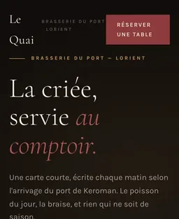 Version mobile du site concept Le Quai — brasserie du port