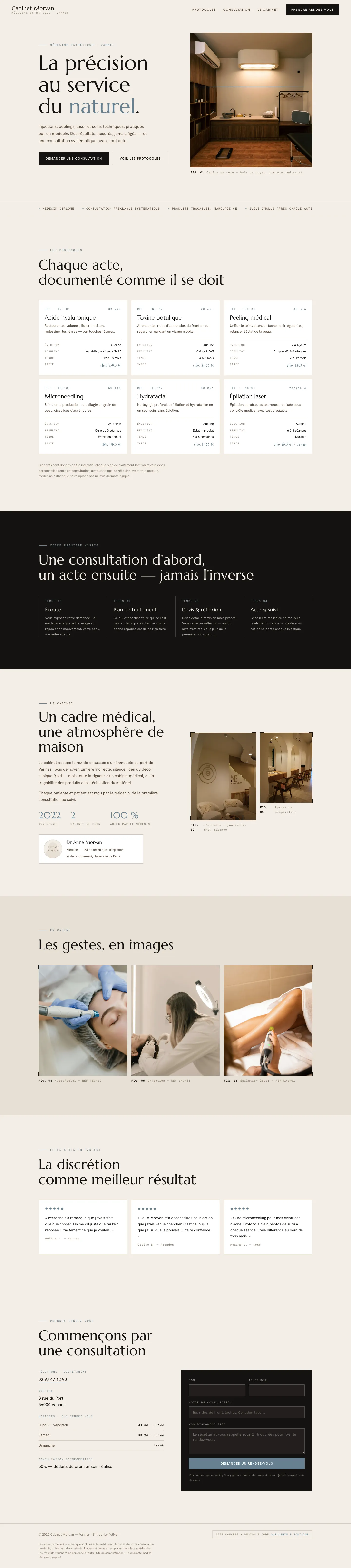 Capture complète du site concept Cabinet Morvan — médecine esthétique