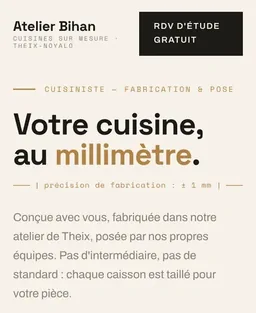 Version mobile du site concept Atelier Bihan — cuisines sur mesure