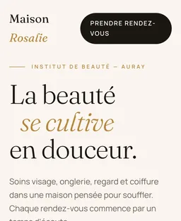 Version mobile du site concept Maison Rosalie — institut de beauté