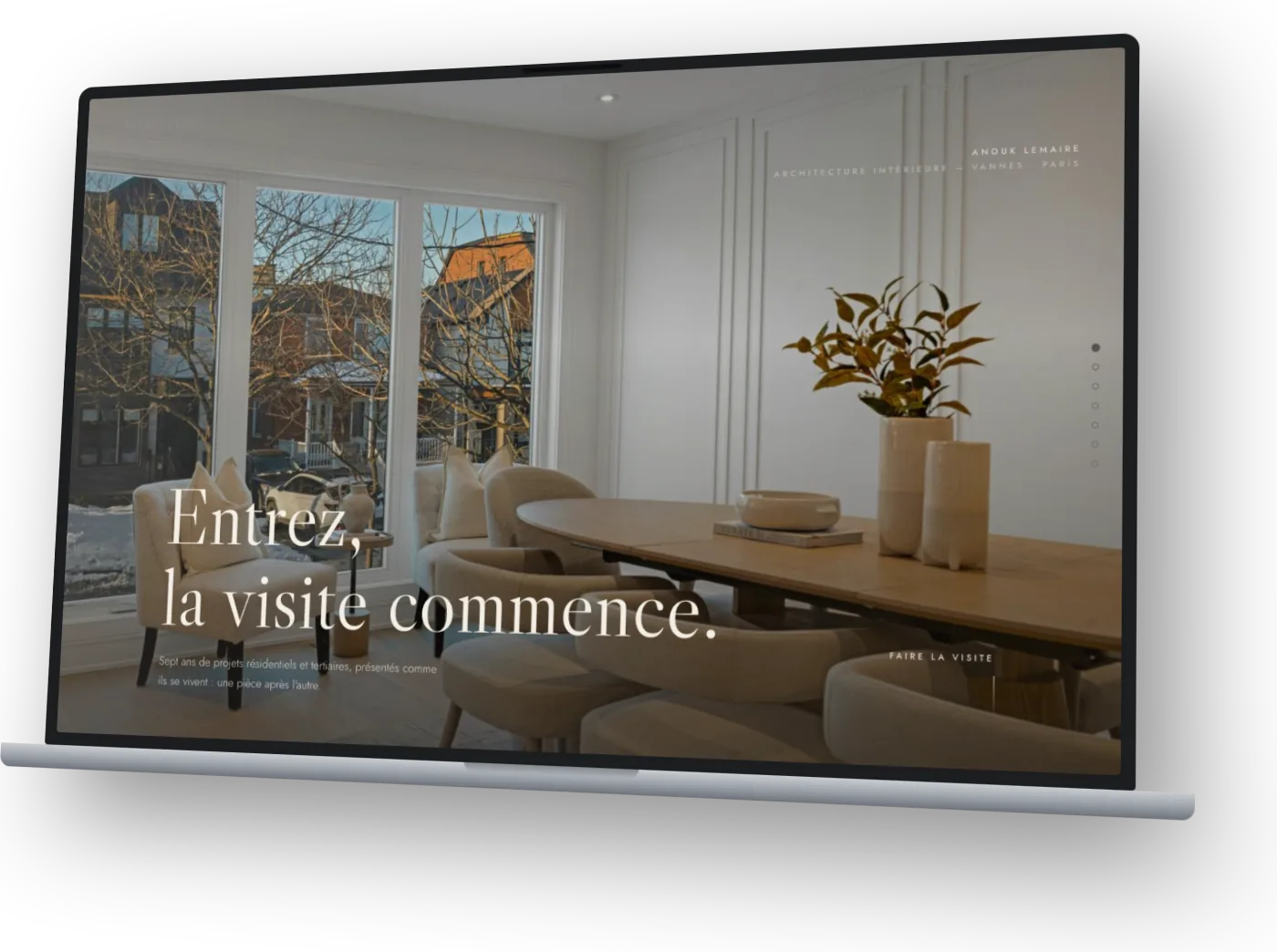 Mockup du site concept Anouk Lemaire — architecture intérieure
