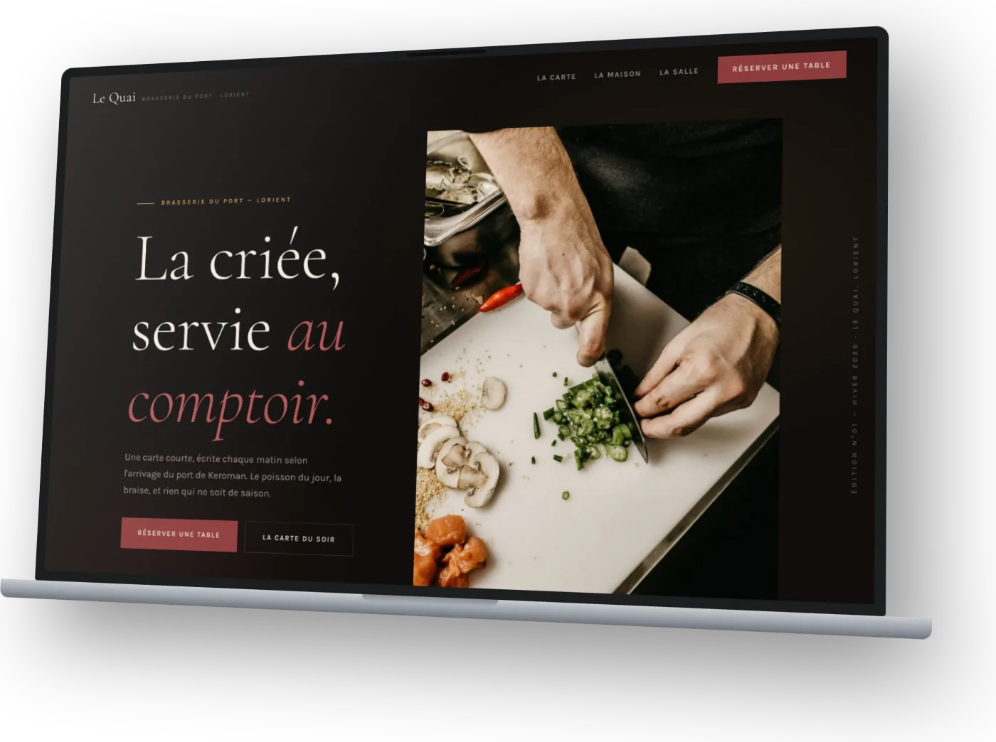 Mockup du site concept Le Quai — brasserie du port