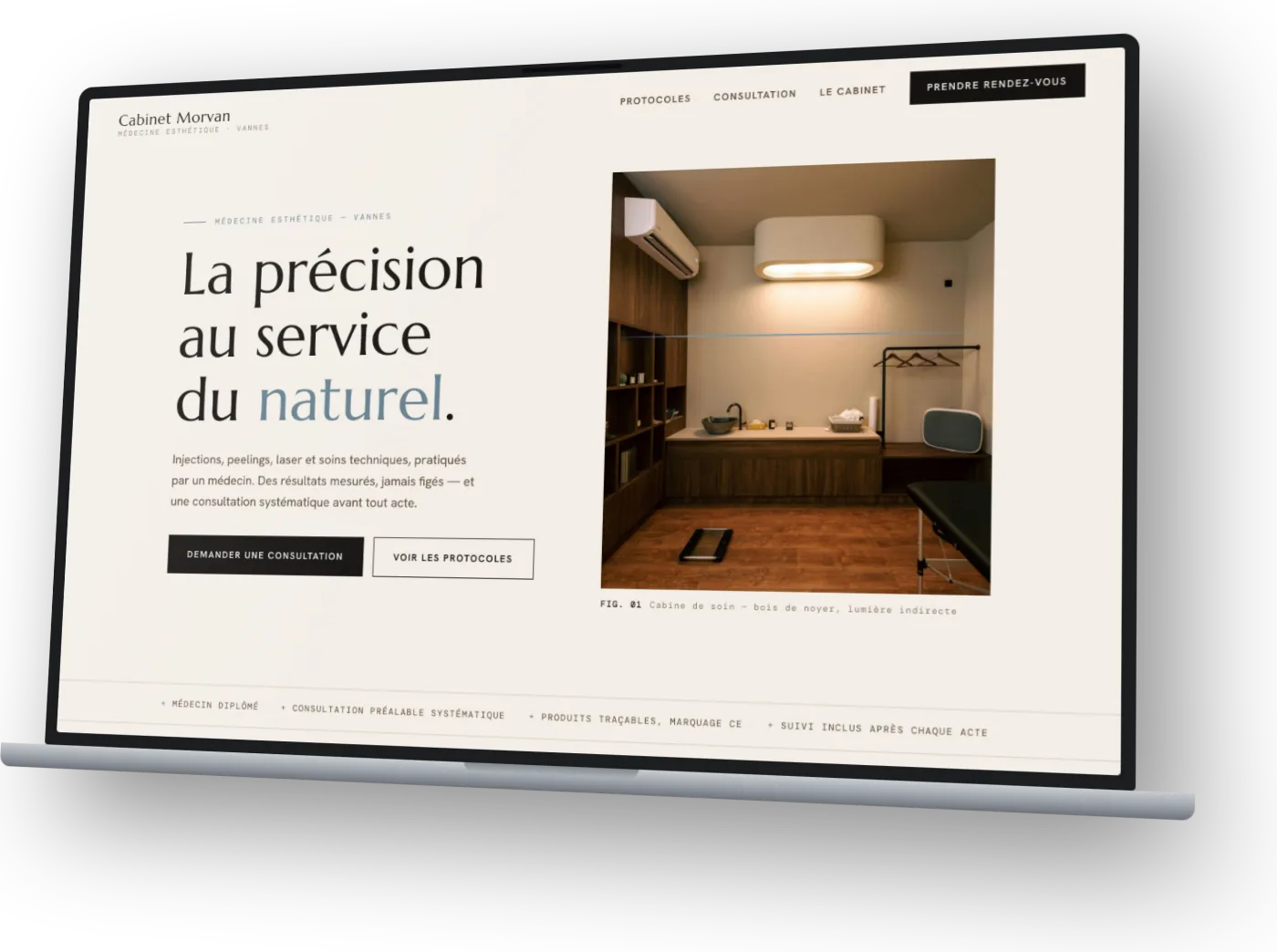 Mockup du site concept Cabinet Morvan — médecine esthétique