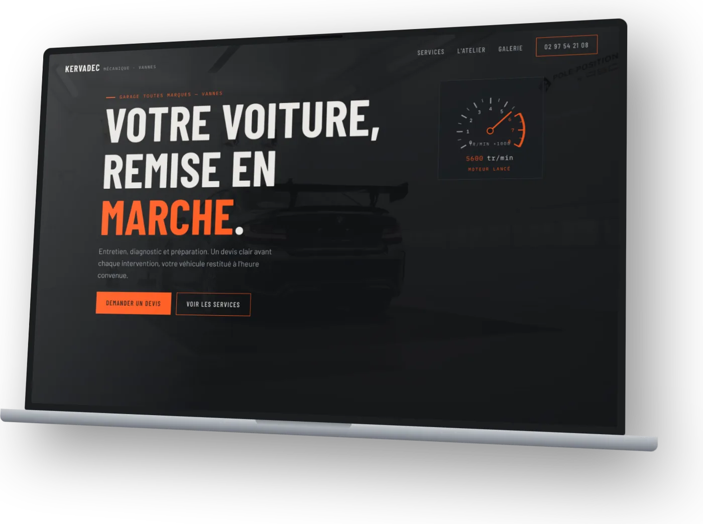 Mockup du site concept Garage Kervadec — garage toutes marques